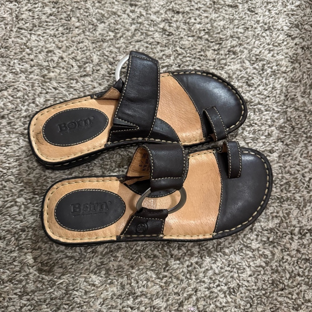 Born Brown and Tan Women's Sandals Size 6 Wide Feet - Picture 8 of 9